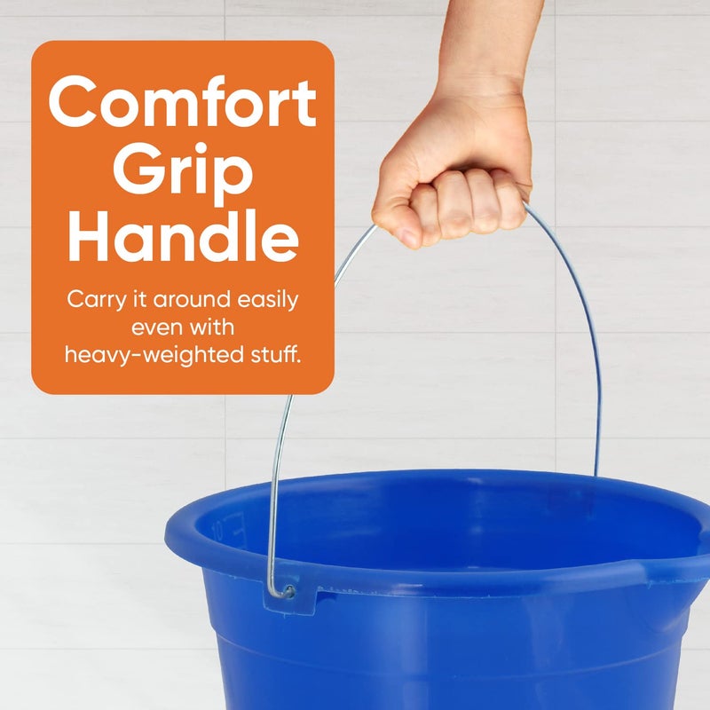 Superio Mop Bucket 2.5 Gallon Bucket for Cleaning - Plastic Car Wash Bucket with Grip Handle - Royal Blue Small Durable Plastic Pail for Fishing, Mopping, Cleaning Camping -10 Liter - Image 5